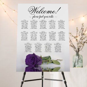 Welcome! 14 Table Royal Purple Rose Seating Chart Foam Board