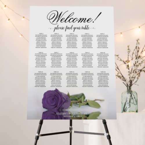 Welcome 15 Table Amethyst Rose Seating Chart Foam Board