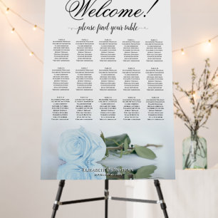 Welcome! 15 Table Dusty Blue Rose Seating Chart Foam Board