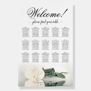 Welcome! 15 Table Elegant White Rose Seating Chart Foam Board