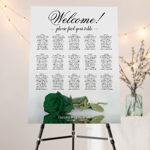 Welcome! 15 Table Emerald Green Rose Seating Chart Foam Board