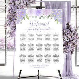 Welcome! 15 Table Lavender Floral Seating Chart Foam Board