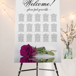 Welcome! 15 Table Magenta Plum Rose Seating Chart Foam Board