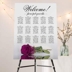 Welcome! 15 Table Magenta Plum Rose Seating Chart Foam Board