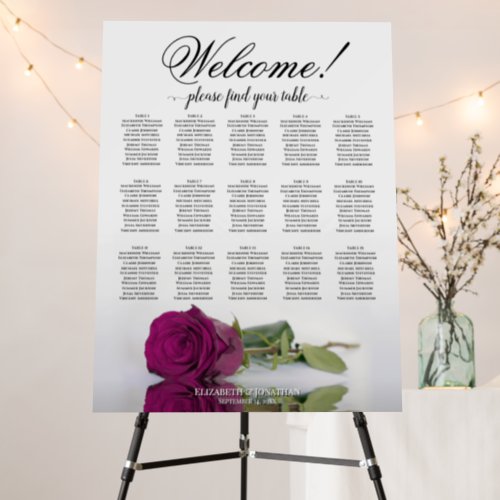 Welcome 15 Table Magenta Plum Rose Seating Chart Foam Board