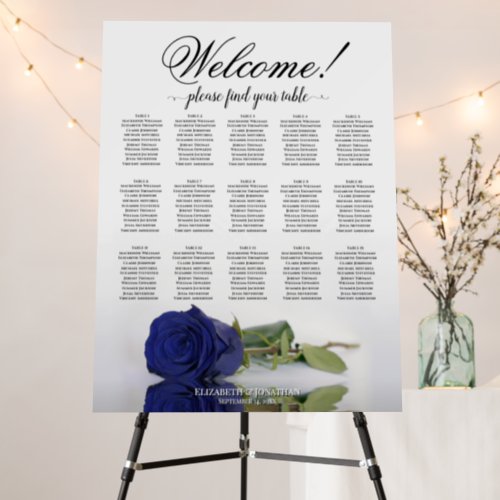 Welcome 15 Table Navy Blue Rose Seating Chart Foam Board