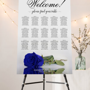 Welcome! 15 Table Royal Blue Rose Seating Chart Foam Board