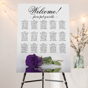 Welcome! 15 Table Royal Purple Rose Seating Chart Foam Board