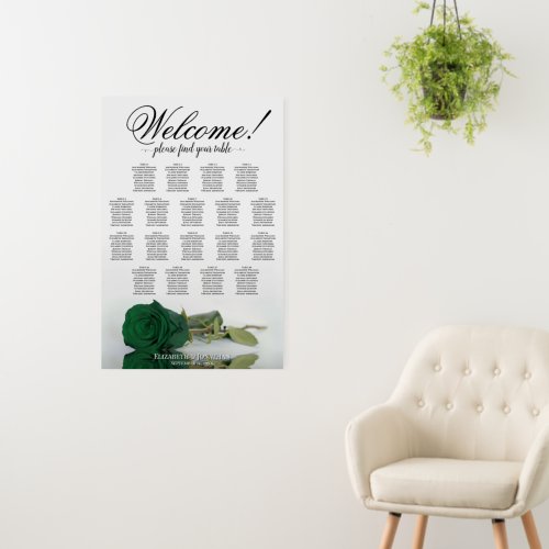 Welcome! 18 Table Emerald Green Rose Seating Chart Foam Board