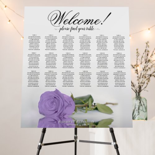Welcome 18 Table Lavender Rose Seating Chart Foam Board