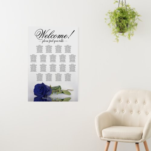 Welcome! 18 Table Navy Blue Rose Seating Chart Foam Board