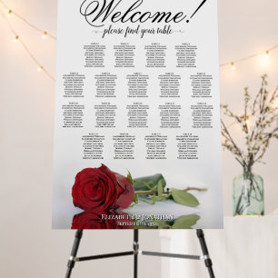 Welcome! 18 Table Red Rose Wedding Seating Chart Foam Board
