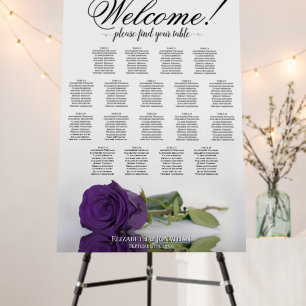 Welcome! 18 Table Royal Purple Rose Seating Chart Foam Board