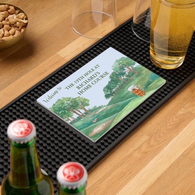 Welcome 19th Hole Golf Course Beer Glass Bar Mat (Creator Uploaded)