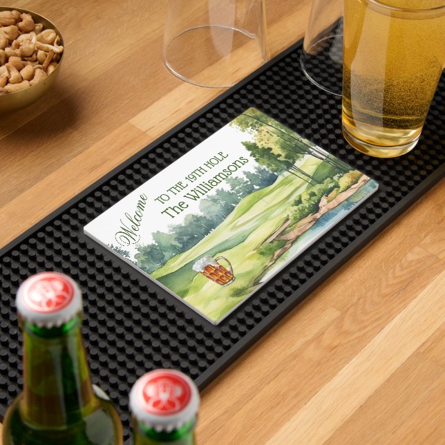 Welcome 19th Hole Golf Course Beer Mug Bar Mat (Insitu (Bar 2))