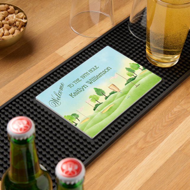 Welcome 19th Hole Golf Course Wine Glass Bar Mat (Insitu (Bar 2))