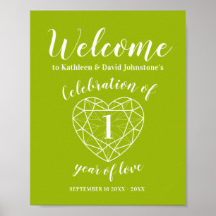 Welcome 1 year anniversary heart personalized poster