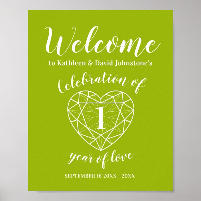 Welcome 1 year anniversary heart personalized poster (Front)