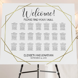Welcome! 21 Table Gold Geometric Seating Chart Foam Board