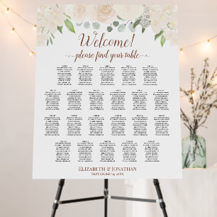 Welcome! 22 Table Champagne Floral Seating Chart Foam Board