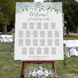 Welcome! 22 Table Dusty Blue Floral Seating Chart Foam Board