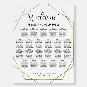 Welcome! 22 Table Geometric Gold Seating Chart Foam Board