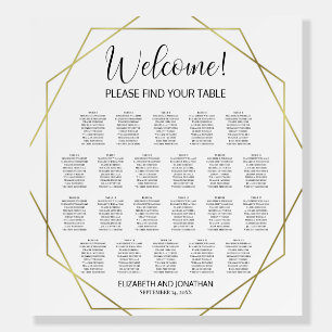 Welcome! 22 Table Geometric Gold Seating Chart Foam Board