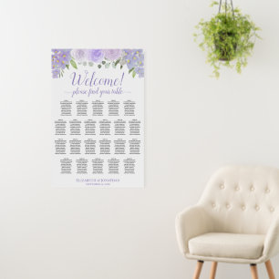 Welcome! 22 Table Lavender Floral Seating Chart Foam Board