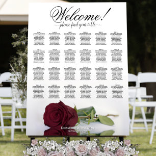 Welcome! 24 Table Burgundy Rose Seating Chart Foam Board