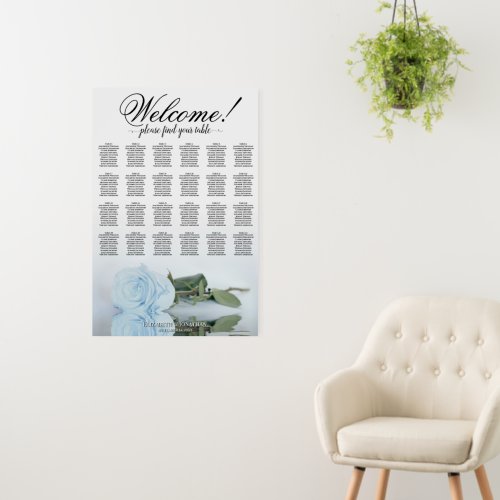 Welcome! 24 Table Dusty Blue Rose Seating Chart Foam Board