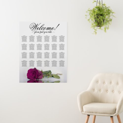 Welcome 24 Table Magenta Cassis Rose Seating Chart Foam Board
