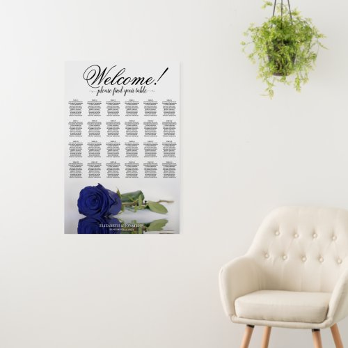 Welcome! 24 Table Navy Blue Rose Seating Chart Foam Board