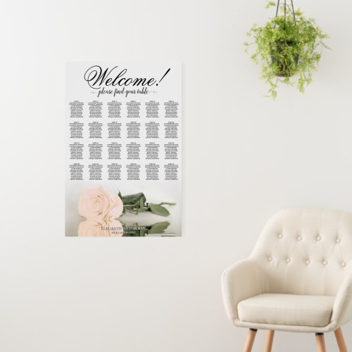 Welcome! 24 Table Peach Rose Wedding Seating Chart Foam Board