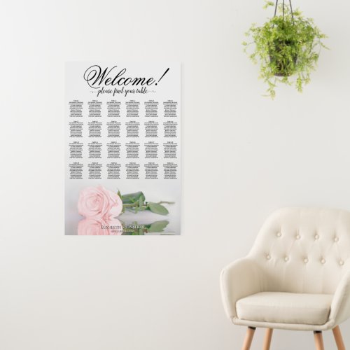 Welcome! 24 Table Pink Rose Wedding Seating Chart Foam Board