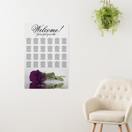 Welcome! 24 Table Plum Purple Rose Seating Chart Foam Board