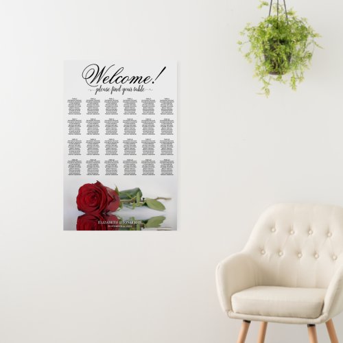 Welcome! 24 Table Red Rose Wedding Seating Chart Foam Board