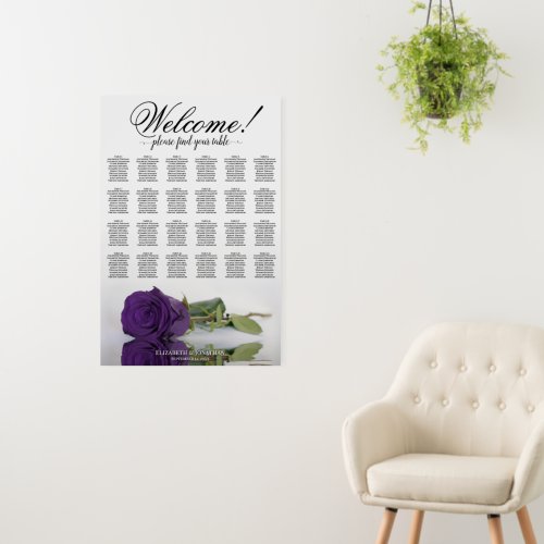 Welcome! 24 Table Royal Purple Rose Seating Chart Foam Board