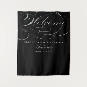 Welcome 25th Anniversary Elegant Silver Script Tapestry