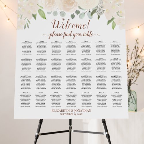Welcome 28 Table Champagne Floral Seating Chart Foam Board