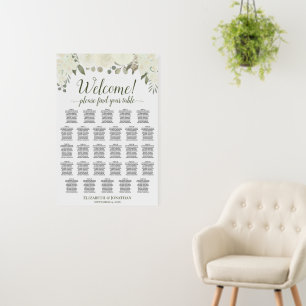 Welcome! 28 Table Ivory White Floral Seating Chart Foam Board
