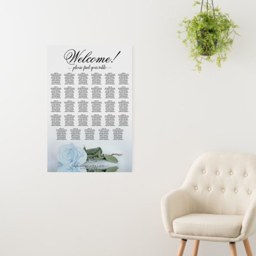 Welcome! 29 Table Dusty Blue Rose Seating Chart Foam Board