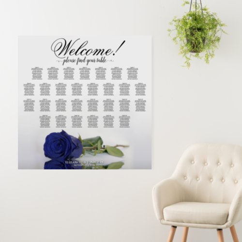 Welcome 29 Table Navy Blue Rose Seating Chart Foam Board