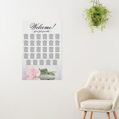 Welcome! 29 Table Pink Rose Wedding Seating Chart Foam Board
