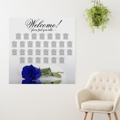 Welcome 29 Table Royal Blue Rose Seating Chart Foam Board