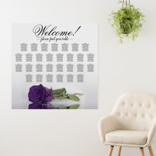 Welcome 29 Table Royal Purple Rose Seating Chart Foam Board