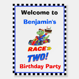 Welcome 2nd Birthday Dinosaur Race Car Ready Set Foam Board