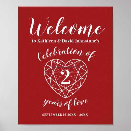 Welcome 2nd garnet anniversary heart personalized poster