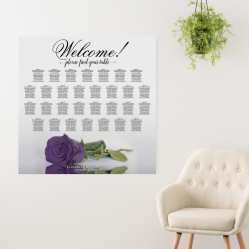 Welcome 30 Table Amethyst Rose Seating Chart Foam Board