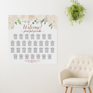Welcome! 30 Table Champagne Floral Seating Chart Foam Board