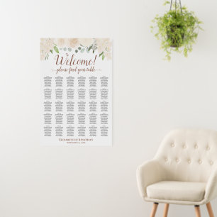 Welcome! 30 Table Champagne Floral Seating Chart Foam Board